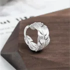 Оригинальные открытые кольца в этническом стиле из стерлингового серебра 925 пробы с перьями и листьями R165