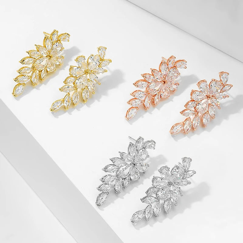 Женские серьги-подвески с фианитом длинные серьги кристаллами огранка камня