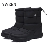 yween boots men snow boots new black waterproof men winter boots plush very warm non slip outdoor cotton shoes footwear