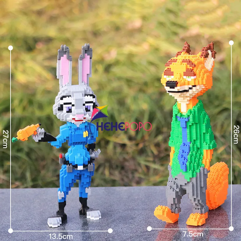 

1116pcs 21816 Disney Blocks Cartoon Anime Figure Block Zootopia Nick and Judy Fox and Rabbit Block Toys Micro Building Blocks