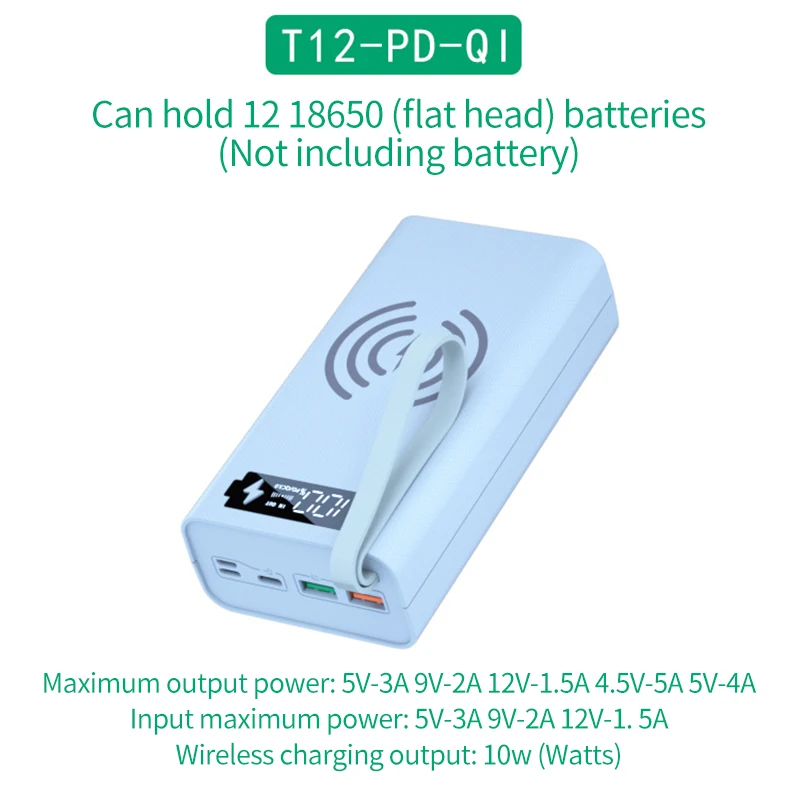 12*18650 PD QC3.0 USB 10 Вт Держатель аккумулятора Коробка Сварочный Бесплатный контейнер
