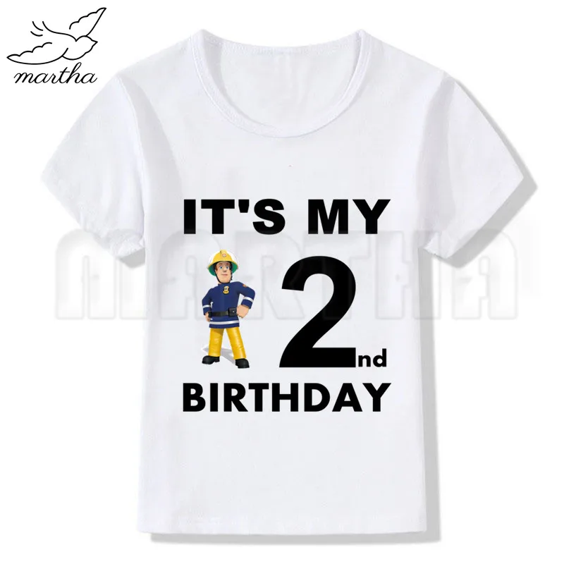 Fireman Sam Детская футболка на день рождения для детей мультяшная белая девочек с