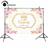allenjoy flowers crown golden grid kid photographic backgrounds princess is on the way vinyl photophone for photo studio props
