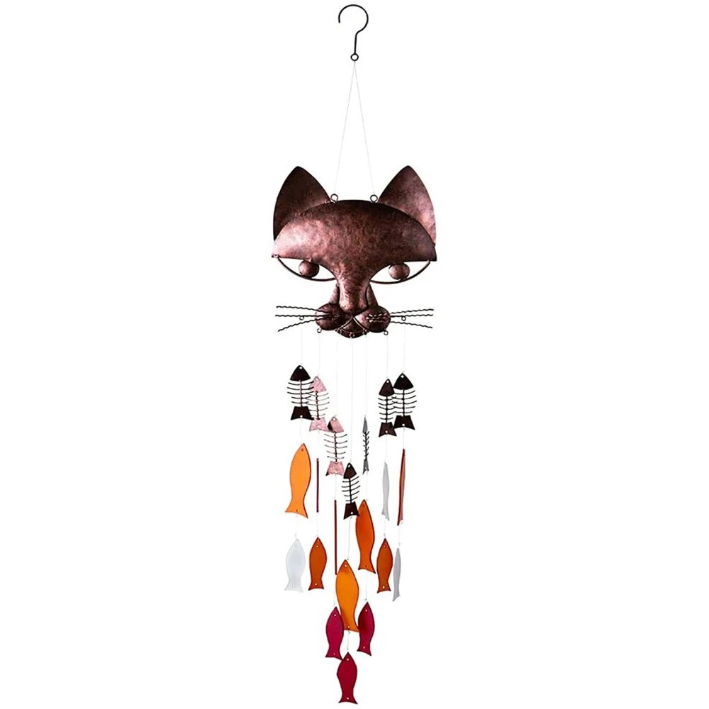 

Pendant Wind Chime Eave Ornaments Hanging Decor Handcrafted Tassel Metal Cat Fish Home Decoration Crafts