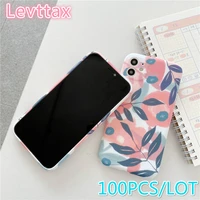 100pcslot vintage leaves phone case for iphone 12 12 mini 11 pro max xr xs max 7 8 plus se2 soft liquid silicone full body case