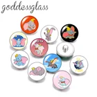 Disney стильная футболка с изображением персонажей видеоигр слон Дамбо 10 шт. круглый фото стекло кабошон 18 мм кнопки для 18 мм Оснастки браслеты ювелирные изделия оптом