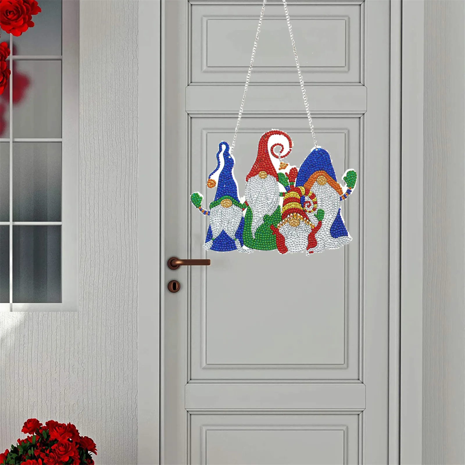 

Christmas DIY Applique Diamond Rhinestone Pendant Kit Crafts Wall Mount Mosaic Art Gate Christmas Home Decoration Ornaments