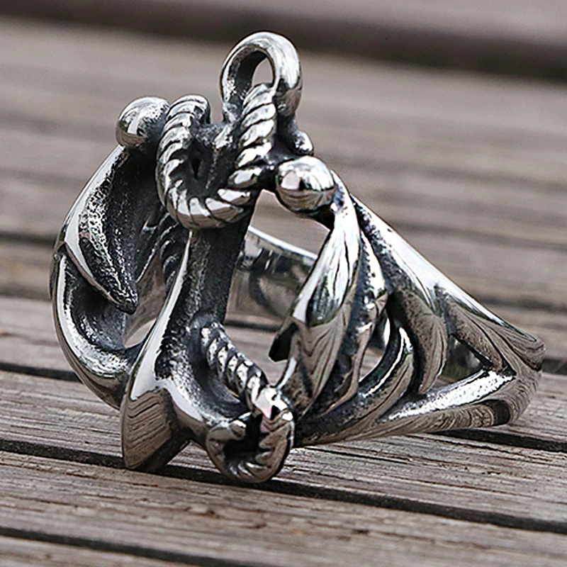 Классическое анкерное кольцо для мужчин 316L из нержавеющей стали панковские