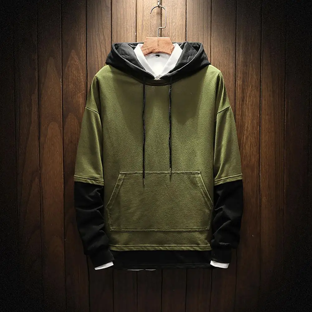 

Men Hoodie Contrast Color Hooded Sweatshirt Male Hoodie Popular Male Hoodie
