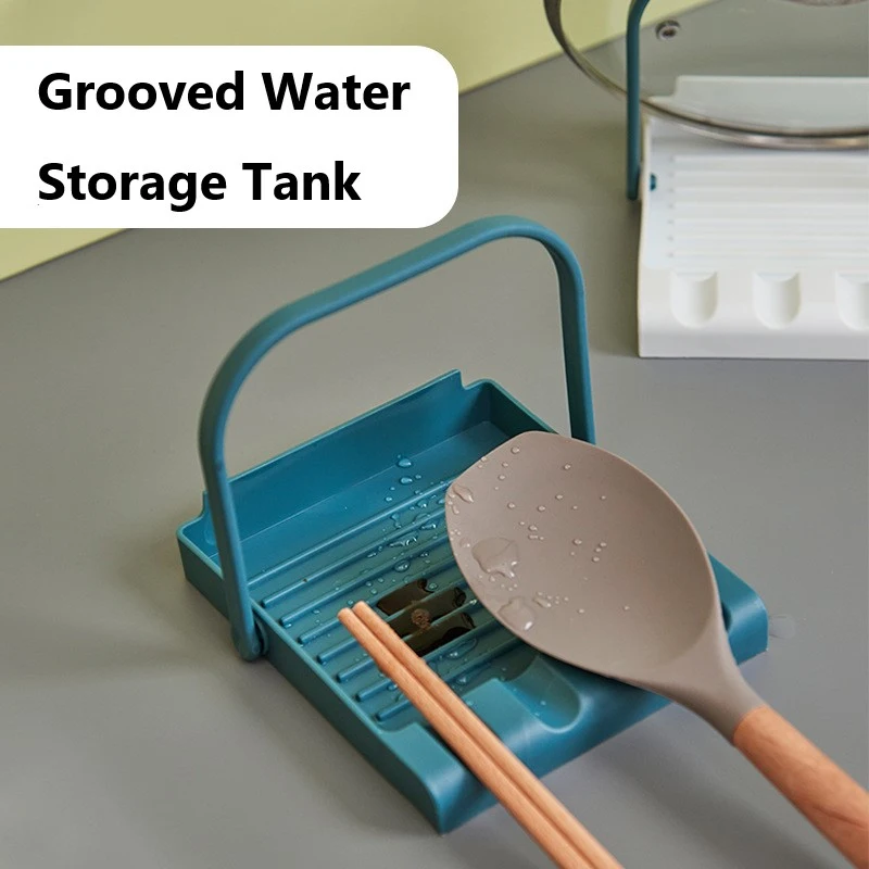 

Kitchen Bathroom Storage Shelf Multi-function Tableware Drain Storage Rack Four-slot Spoon Spatula Pot Cover Tray Rack Organizer