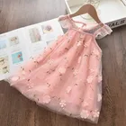 2020 весенне-летняя детская одежда платье принцессы для маленьких девочек кружевное платье с короткими рукавами и цветочной вышивкой для девочек