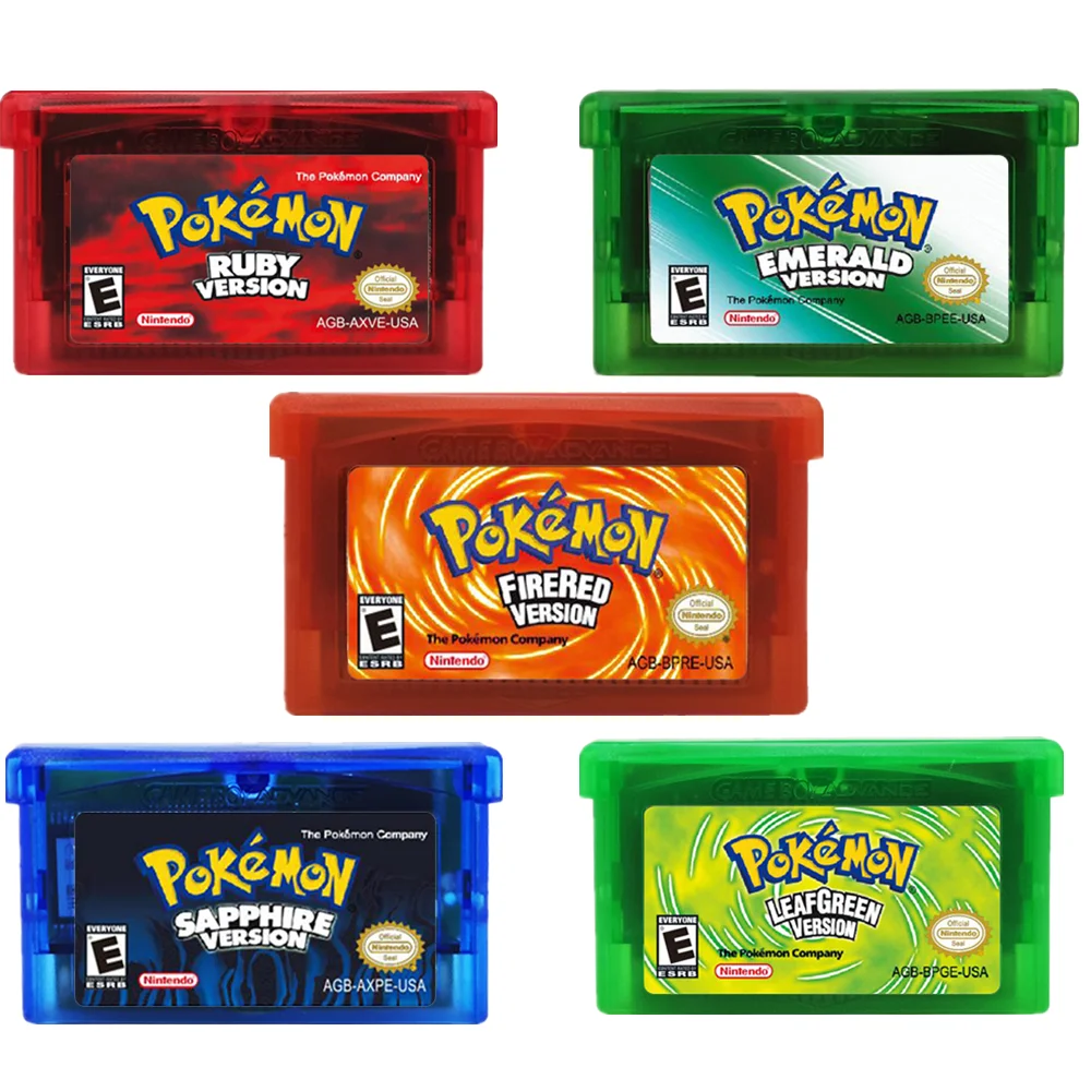 

5 игровых карт серии Pokemon GBA, игровая кассета с консольной картой, английская NDSL GB GBC GBM GBA SP, подарок на день рождения и Рождество KA