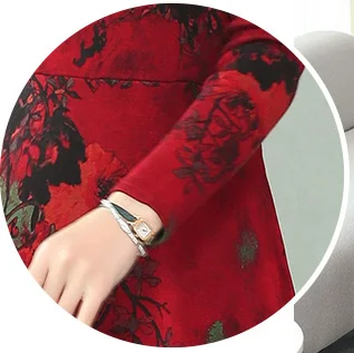 

Plus Padded Dress Female 2020 Autumn Winter New Fashion Mid-Length Slim Elegant Bottoming Dress Printing Women Vestidos L766