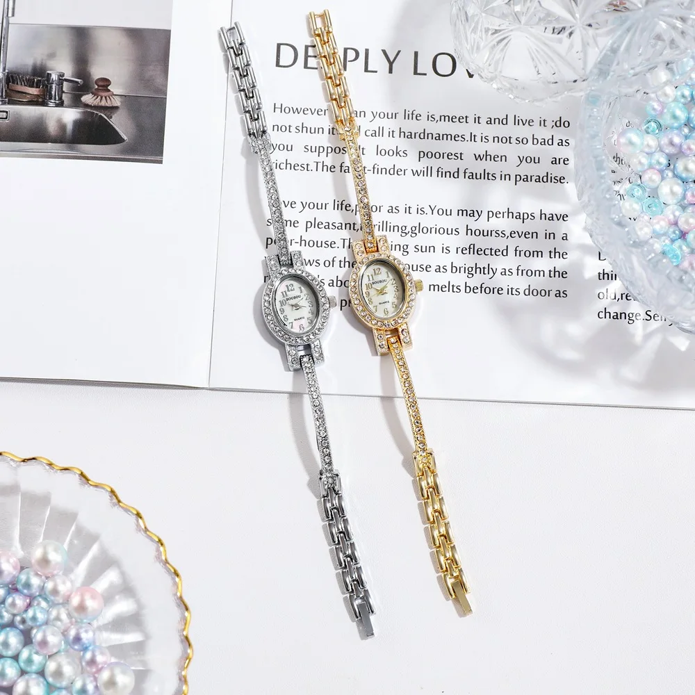 

European and American oval small dial alloy bracelet watch women fashion ins diamond ladies watch bracelet watch