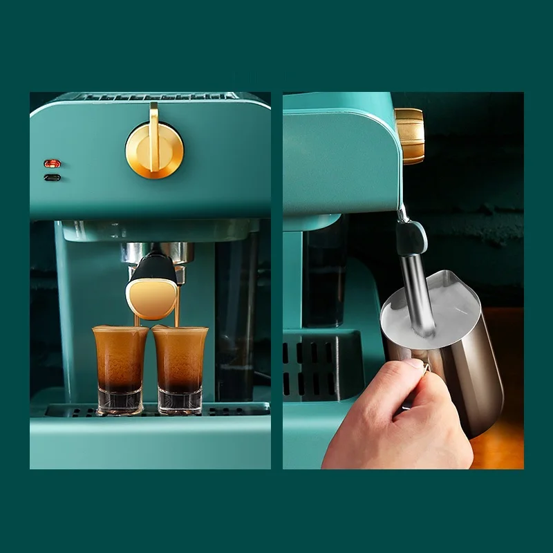 

Automatic Espresso Coffee Maker with Built-In Milk Frother Cappuccino and Latte Coffee Maker Vintage Design Coffee Machine