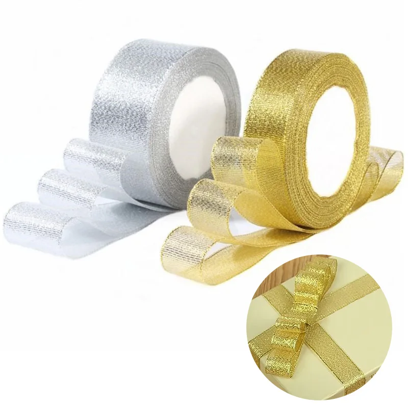 25Yards/Roll Glitter Satin Ribbons for Crafts Wedding Party Decorative DIY Organza Christmas Gift Supplies | Дом и сад