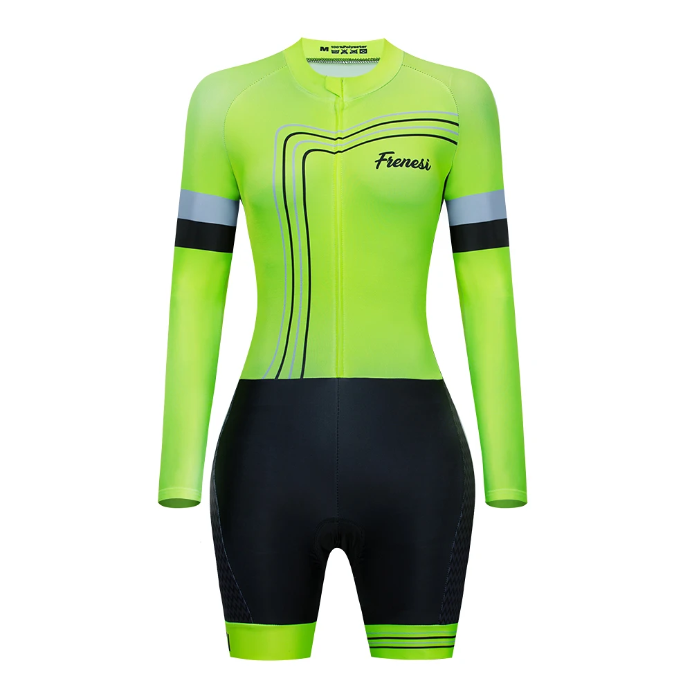 

Frenesi Team Triathlon Long Sleeve Cycling 2021 Wear Tights Jumpsuit Maillot Breathable Cushion Macaquinho Ciclismo Feminino