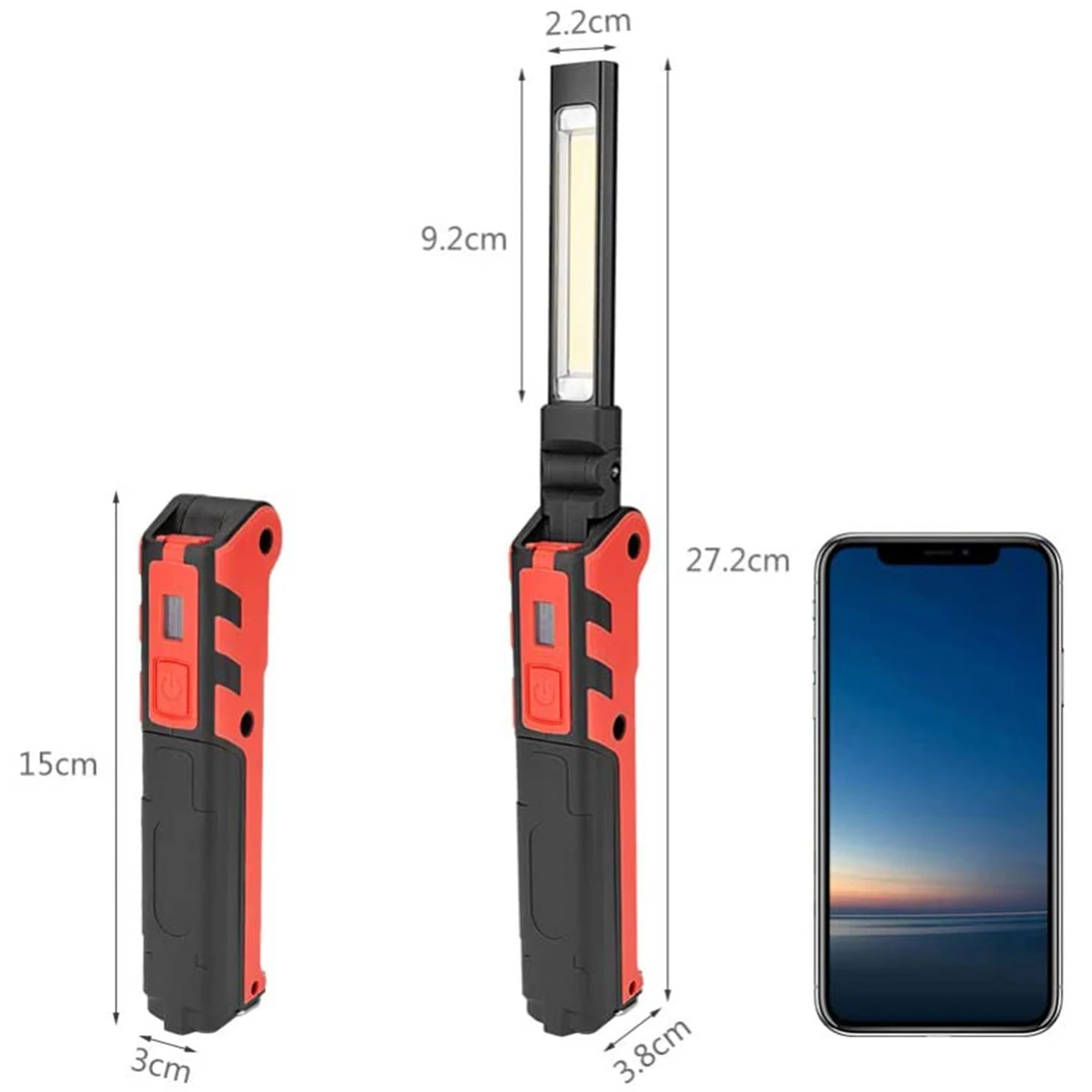 

Outdoor LED Work Light Rechargeable COB Flashlight Emergency Torch Magnetic Lantern Foldable Handy Inspection Bright Night Lamp