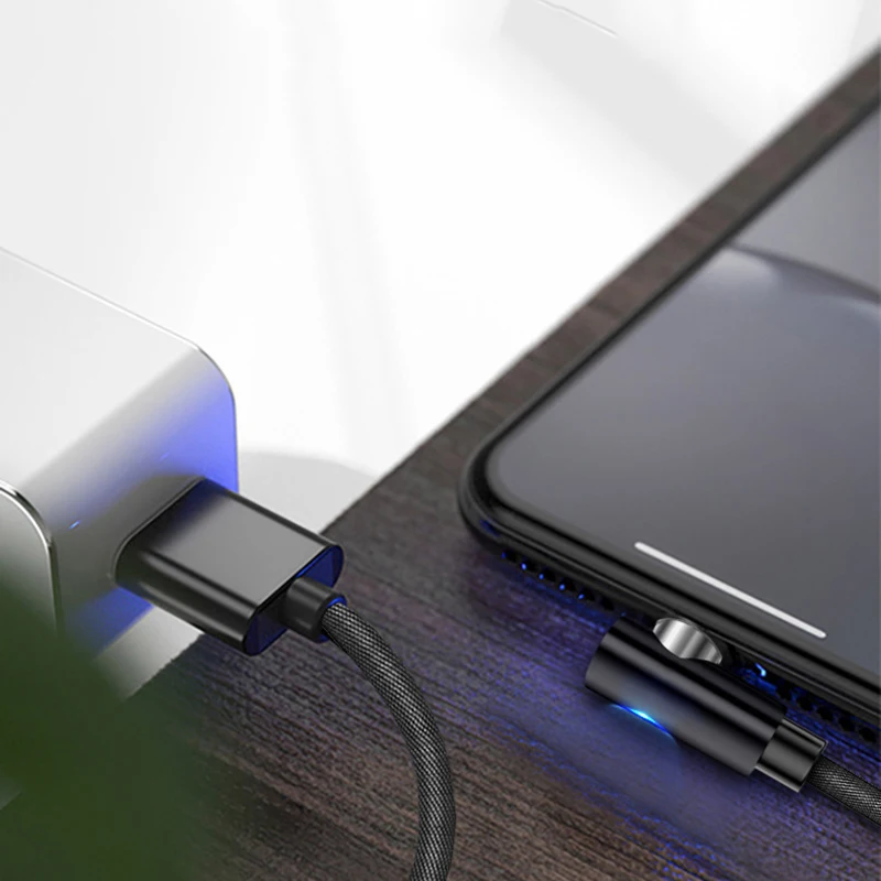 90 градусов Магнитный Micro Usb кабель для зарядки Угловой Usb type C кабель для быстрой зарядки для IPhone X Xr 8 7 6s Plus для samsung