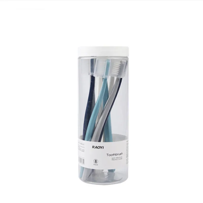 

Family bucket toothbrush Morandi toothbrush sleeve Adult Macaron soft bristles 8 pack toothbrush soft bristles environmentally