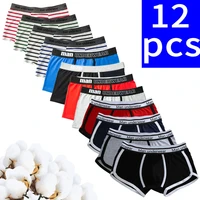 12pcs fashion male panties cotton mens underwear boxers breathable man solid color underpants stripe comfortable men shorts