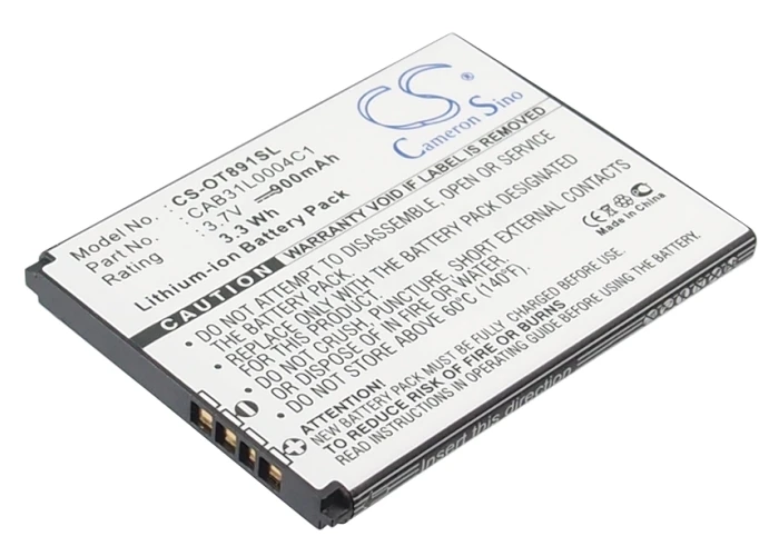 Обновленная батарея Cameron Sino для TCL CAB31Y0004C1 A860 A890 A968 A988 A996 A998 900 мАч/3.33Wh|Аккумуляторы