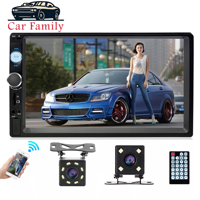 Автомагнитола 2 DIN 7 дюймов Full HD 1080P Bluetooth mp3 плеер задняя камера сенсорный экран Mirror
