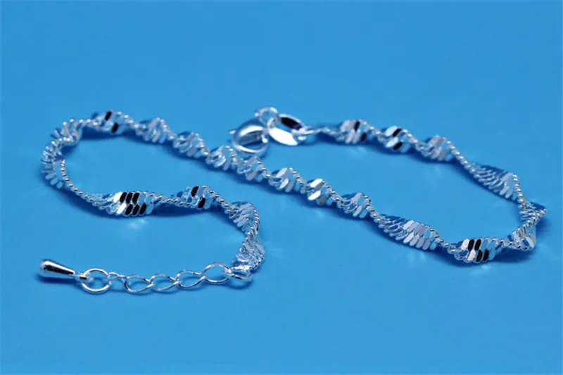 Женский браслет с волнистыми носками модный из стерлингового серебра 925 пробы