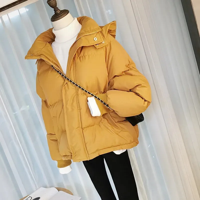 

2021 New Short Winter Jacket Cotton Jacket Parkas Female Casual Loose Korean Cotton-padded Coat Outwear Warm Hooded Down Women
