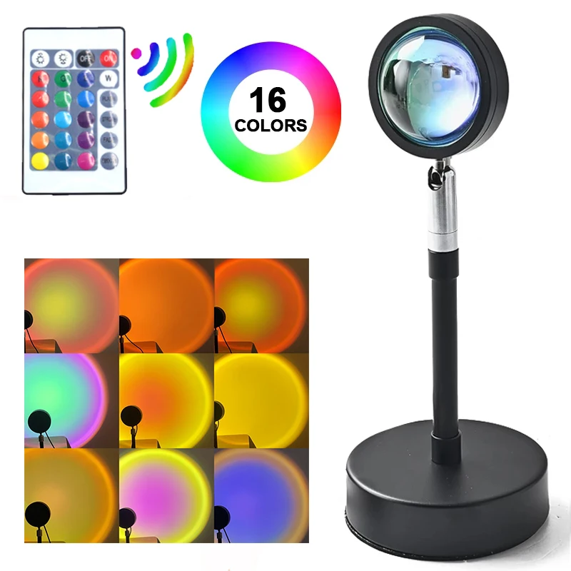 

Sunset Lamp 10/16 Colors USB Sunset Light Atmosphere Projection Led Night Light For Home Bedroom Store Background Decoration