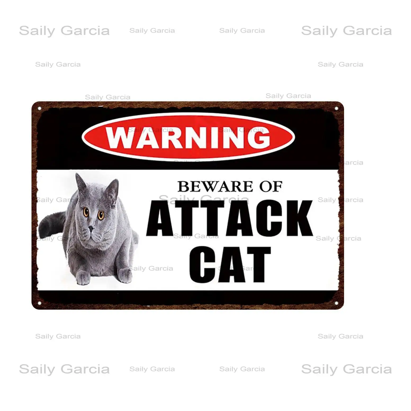 Warning Sign Pet Cats Tin Metal Beware Of Attack Cat Plates Wall Stickers Art Poster For Home Room Shop | Дом и сад