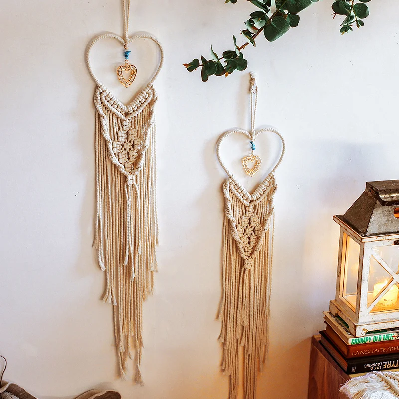 

Creative Nordic Woven Macrame Tapestry Wall Hanging Bohemian Love Pendant Wall Mount Home Room Decoration Valentine's Day Gift