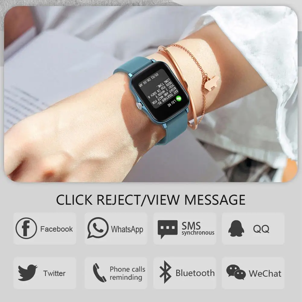

P8 Plus 1.69 inch Smart Watch Men Full Touch Blood Pressure Heart Rate Fitness Tracker IP67 waterproof Women GTS 2 Smartwatch