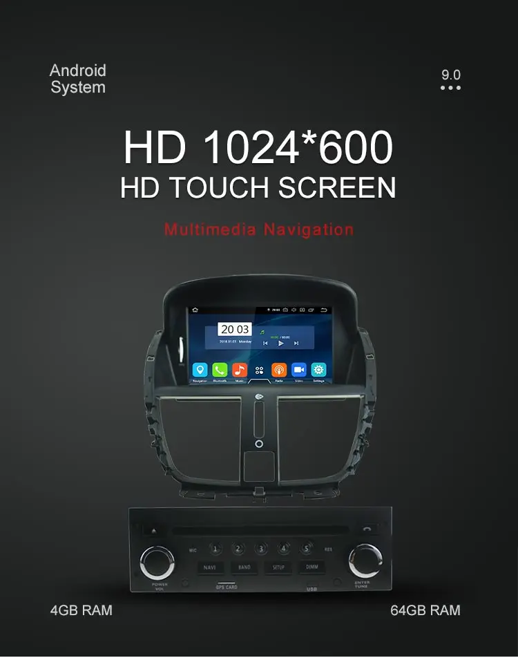 Автомагнитола Besina 1 Din Android 9,0 dvd-плеер для peugeot 207 207CC 2007 2008 2009 2010 2011 2012 2013 WiFi gps навигация Мультимедиа 4 Гб ram 64 rom