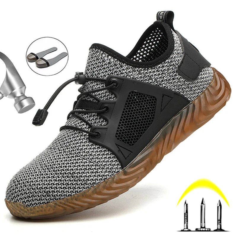 

Dropshipping Work & Safety Boots Men Steel Toe Shoes Men Safety Shoes Puncture-Proof Work Sneakers Breathable Work Shoes Male