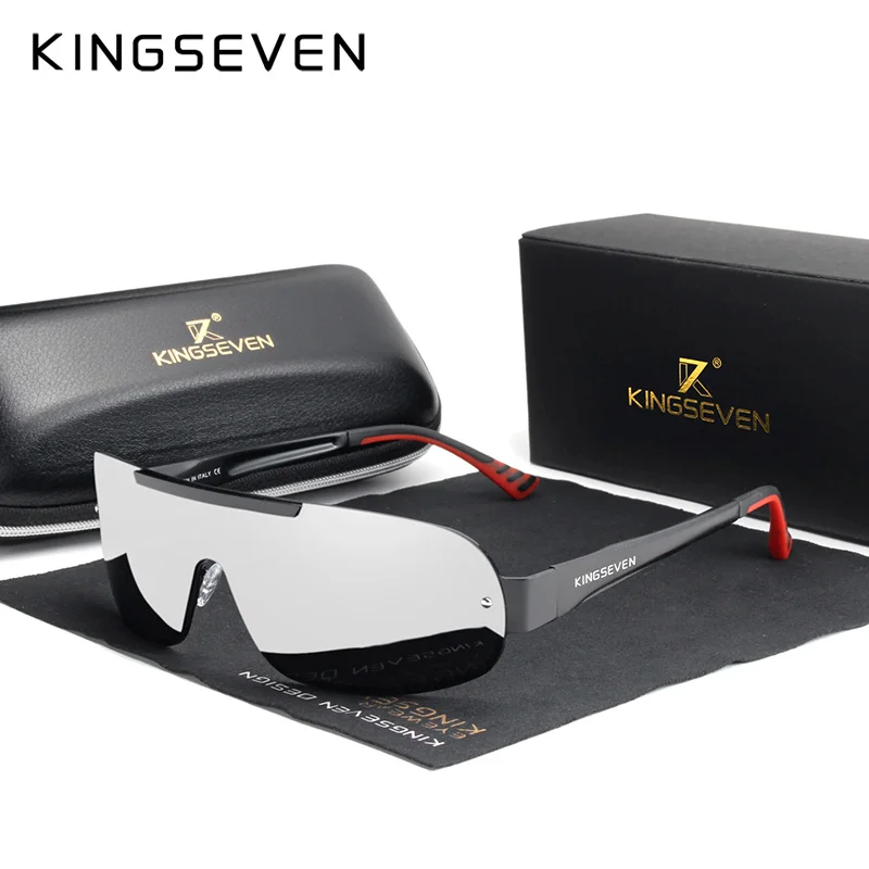 Mirror Silver KINGSEVEN дизайнерские новые алюминиевые мужские брендовые солнцезащитные очки HD поляризованные мужские солнцезащитные очки с интегрированными линзами очки Gafas De Sol - Цвет линз: Mirror Silver