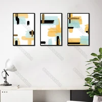 nordic style canvas painting wall poster abstract black light green golden yellow bold clean lines for home room wall decoration