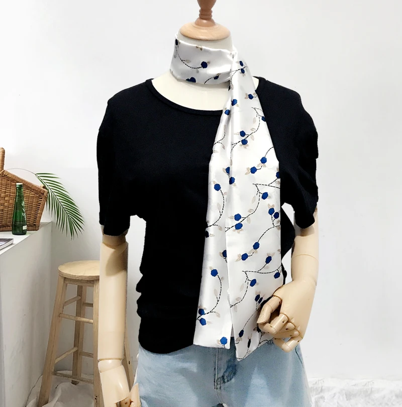 Лидер продаж Модный женский атласный шелковый шарф с цветочным принтом шикарные