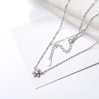 s925 pure silver necklace korean personality snowflake female clavicle chain simple and versatile temperament short silver beads
