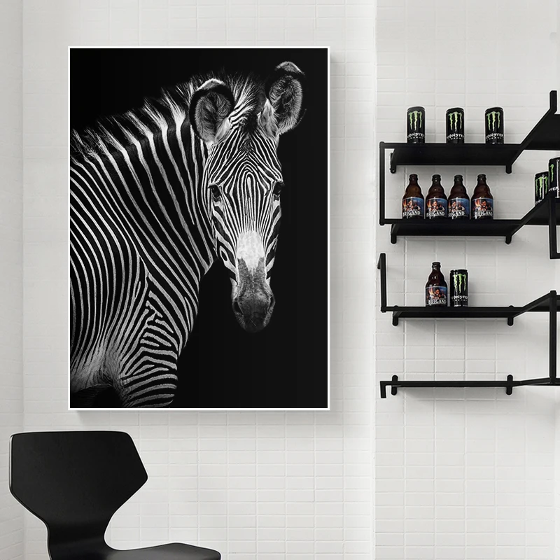 

Modern Animal Canvas Painting Black White Tiger Zebra Lion Wall Art Posters and Prints Wall Pictures for Living Room Home Decor