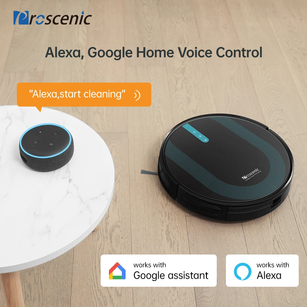 

Proscenic 850P Wi-Fi Robot Vacuum Cleaner 3-in-1 Mopping 3000Pa Suction Self-Charging for Carpets and Hard Floors