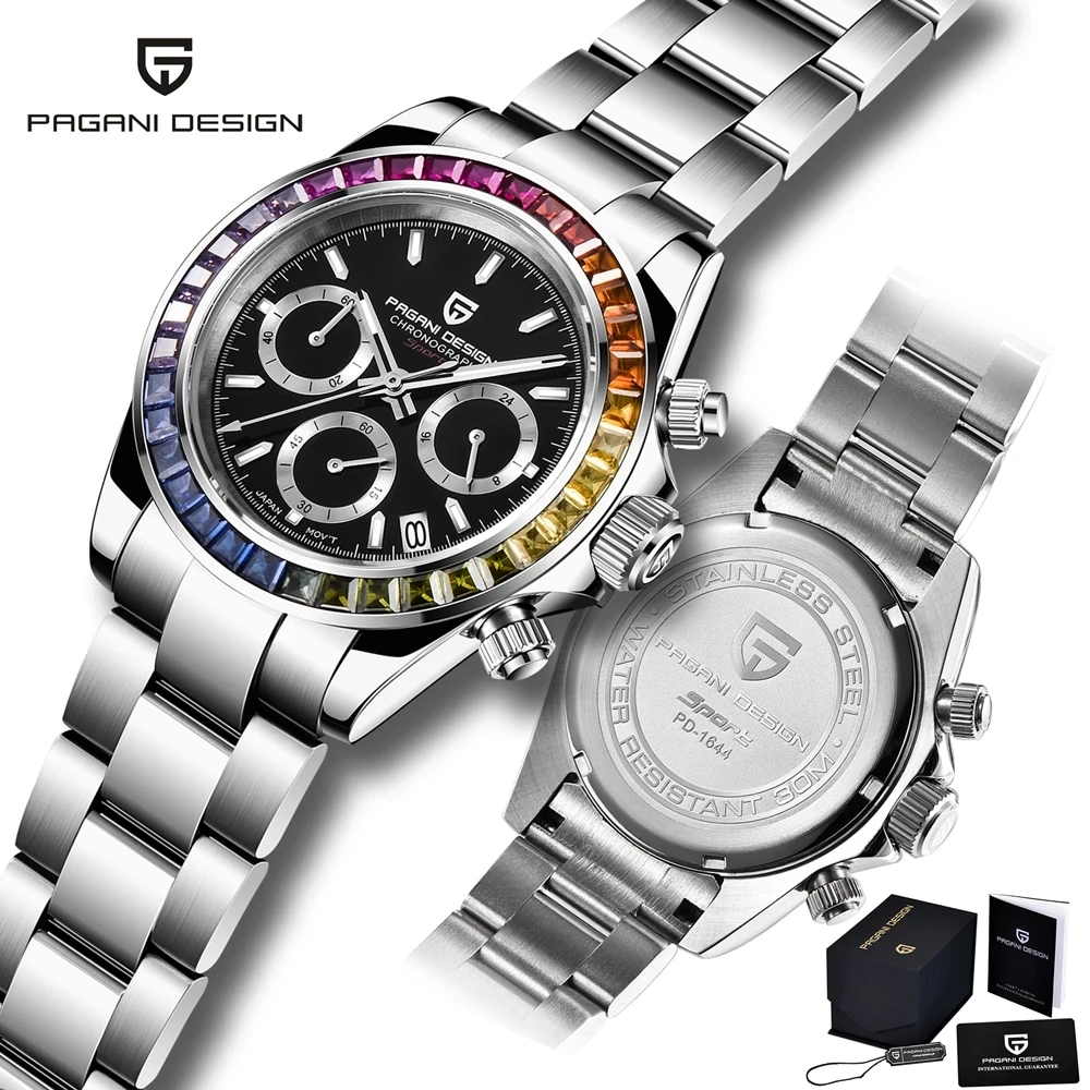 

PAGANI DESIGN 2021 New Rainbow Circle Quartz Watch men Waterproof Sport Diving Men watch Luxury Stainless Steel Sapphire Watches