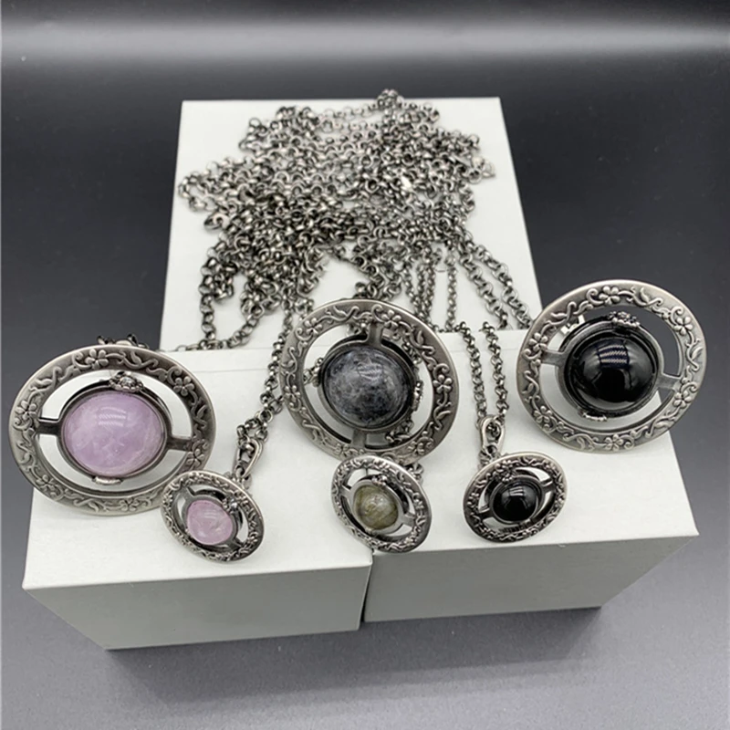 Ожерелье Подвеска Luokey женское Винтажное с фиолетовыми и черными кристаллами