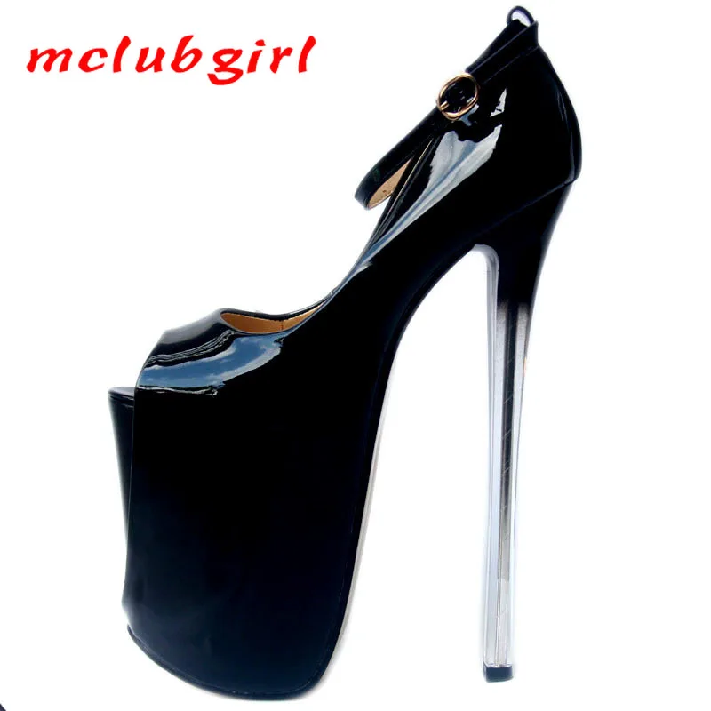 Клубные туфли лодочки Mclubgirl черные из лакированной кожи с закрытым носком очень 22