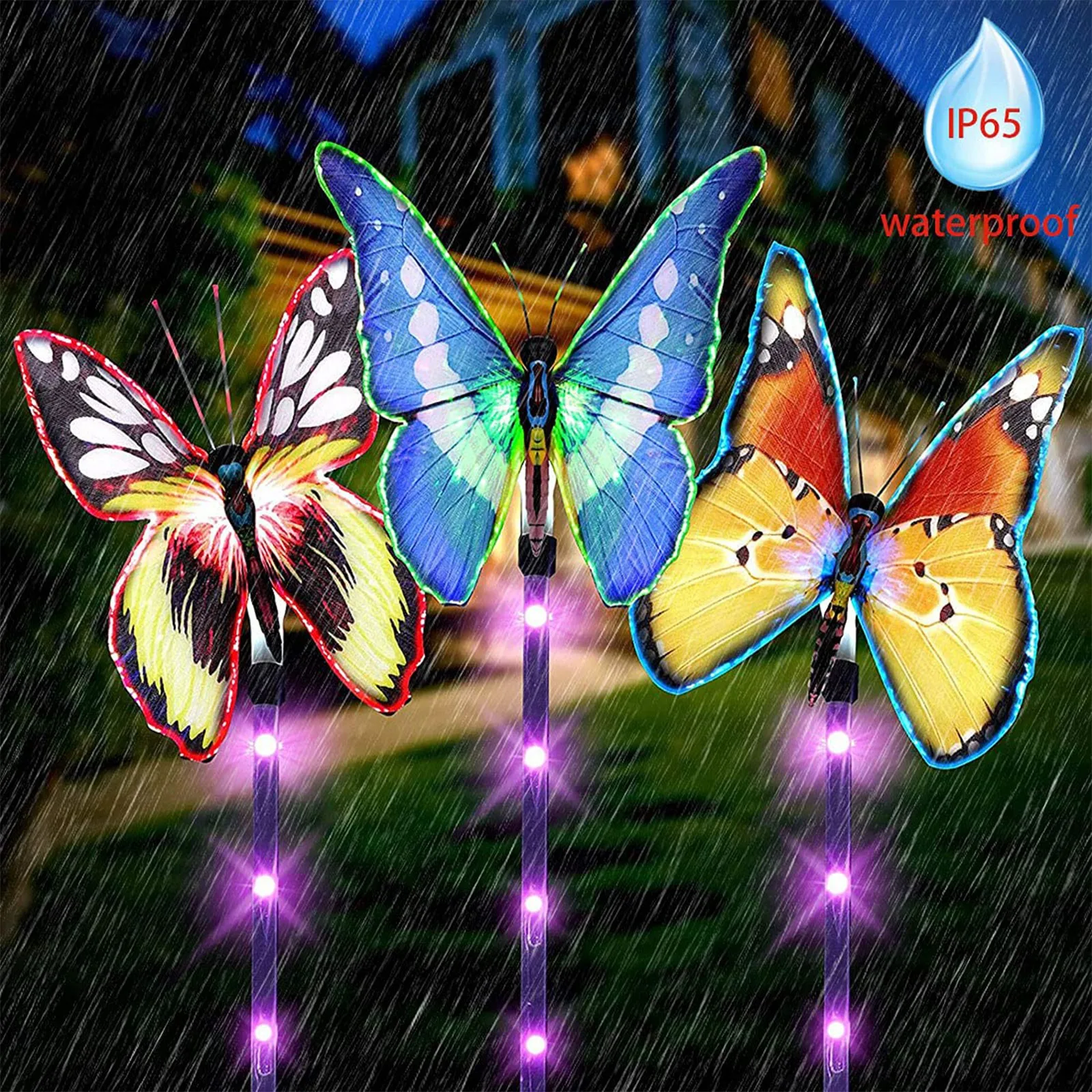 Фонарь бабочка на солнечной батарее s RGB светодиодсветодиодный Ландшафтная лампа