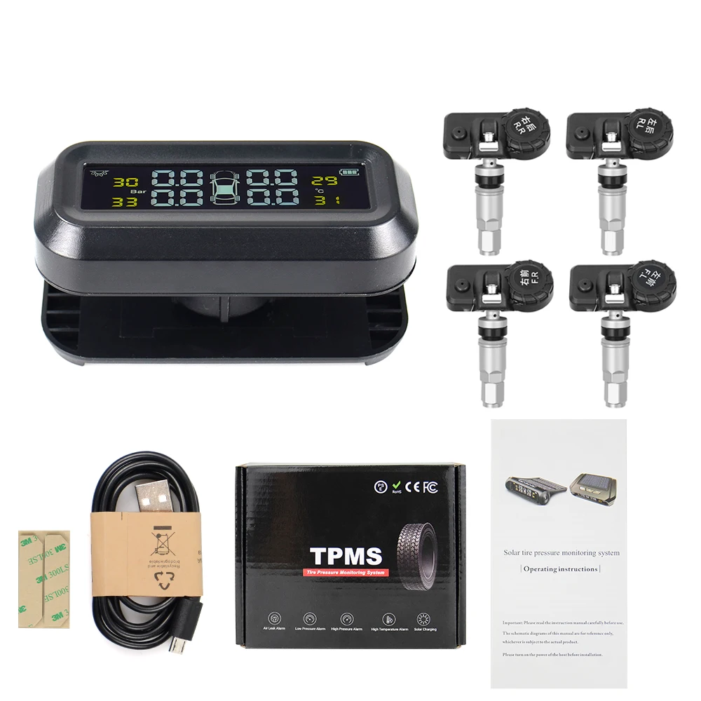 Parking Sensor Kit Universal Truck TPMS With 4 External Sensors Tire Pressure Monitor Solar Charging Monitor TMPS Tyre Pressure Sensor garage parking sensor