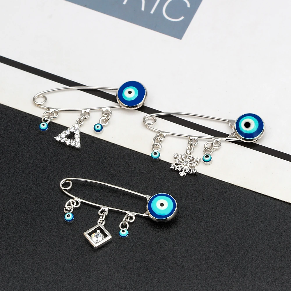 Счастливый глаз снежинка треугольник квадратные шармы брошь и булавка простая с