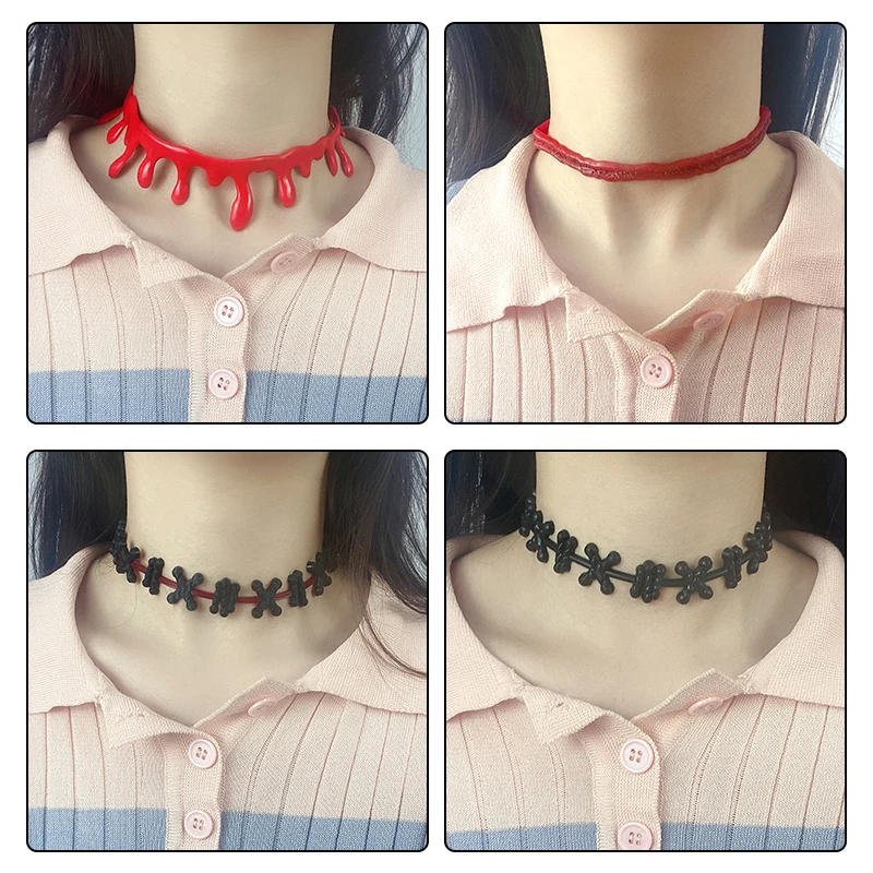 Модное ожерелье-чокер с кровью женские ожерелья-чокеры подарок на Хэллоуин клыки