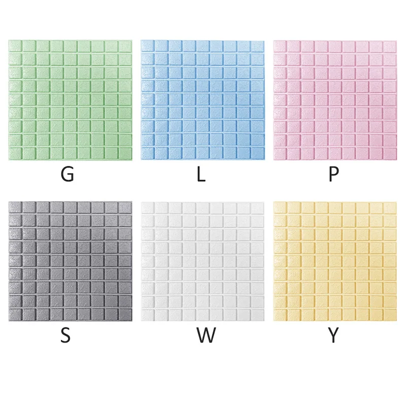 

10 Pcs 3D Wall Stickers Wallpaper Panel Small Square Foam Brick Waterproof Anti-Collision Wallpaper Background Wall Decoration