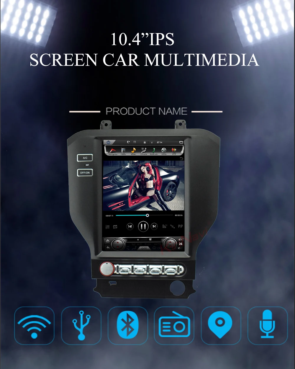 KiriNavi вертикальный экран Tesla style 10,4 ''Android 8,1 автомобильный Радио gps навигатор для Ford Mustang 1 Din DVD Автомобильный плеер